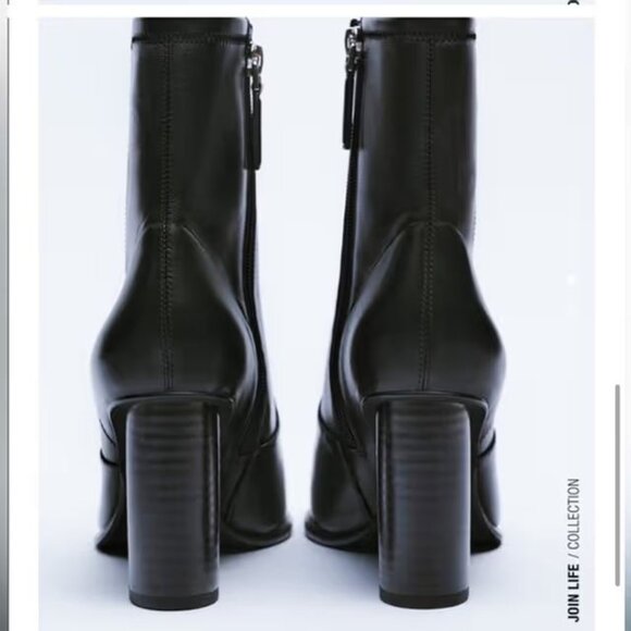 Zara Black Heeled Ankle Booties - Picture 7 of 8